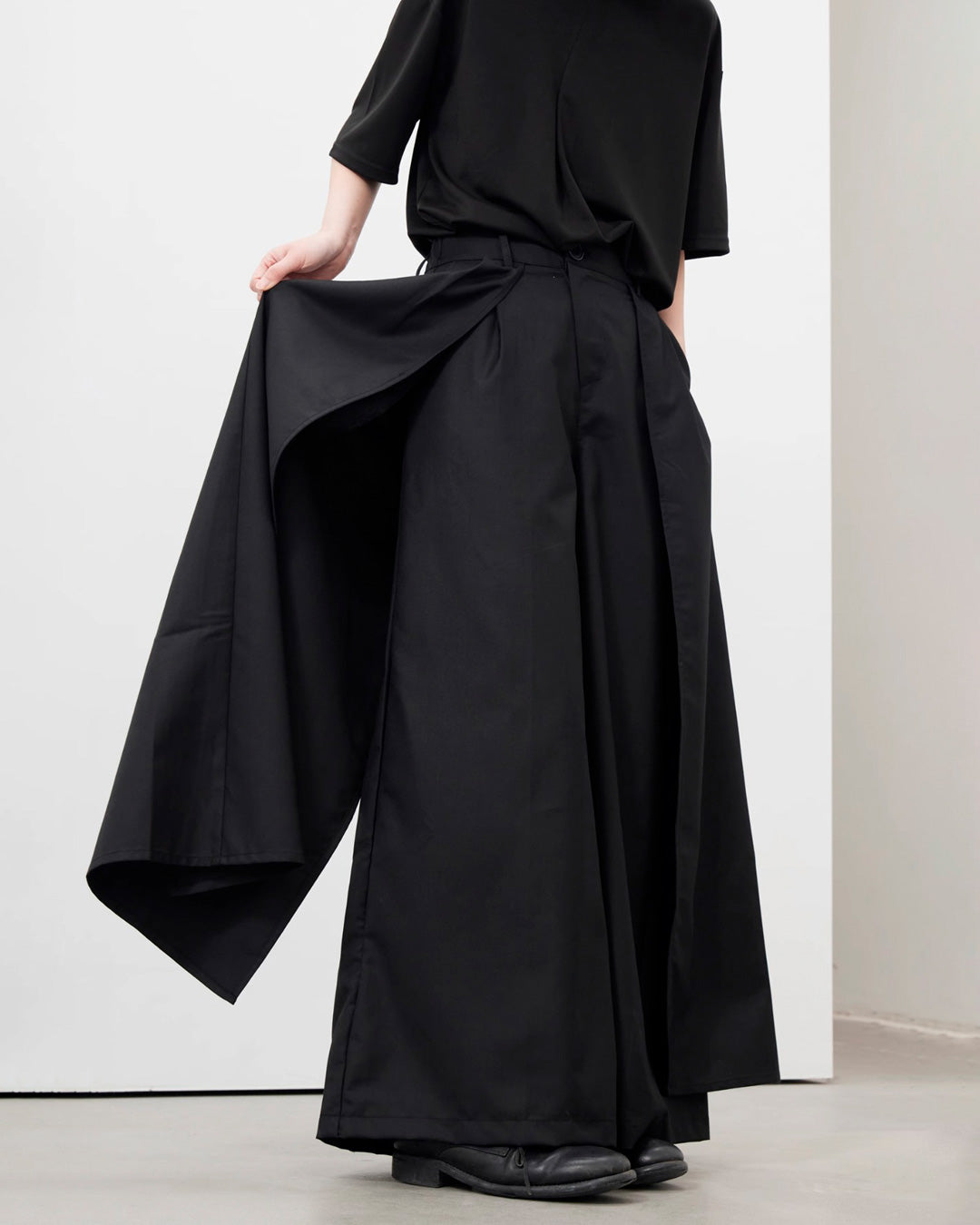 ♤DOUBLE LAYERED WIDE PANTS – Black Gravity
