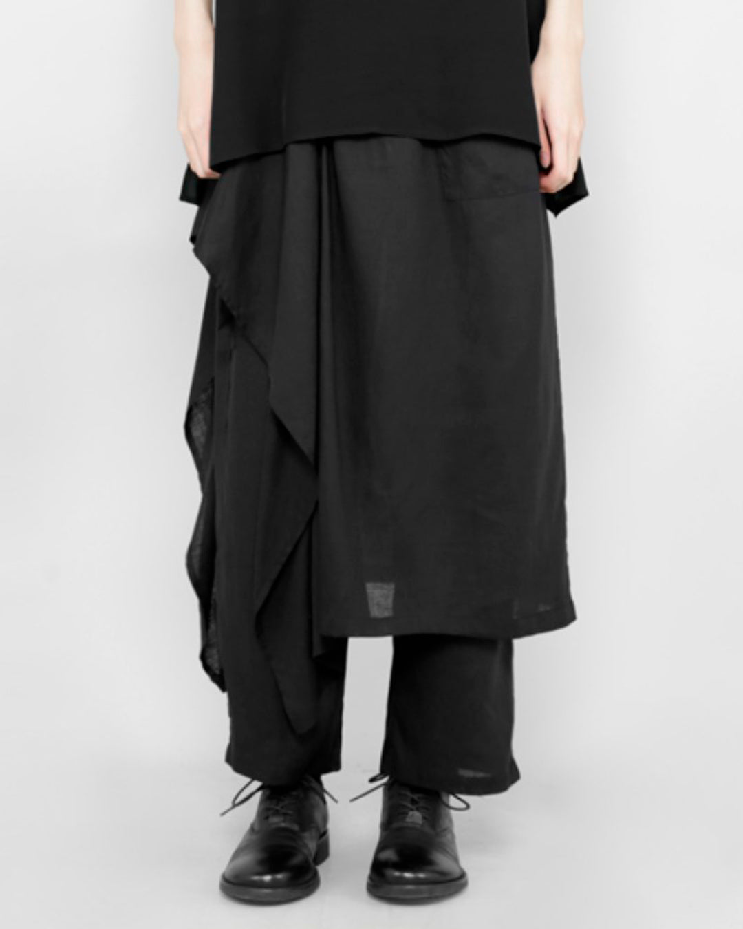 ♤♥ LINEN LAYERD WRAP PANTS – Black Gravity