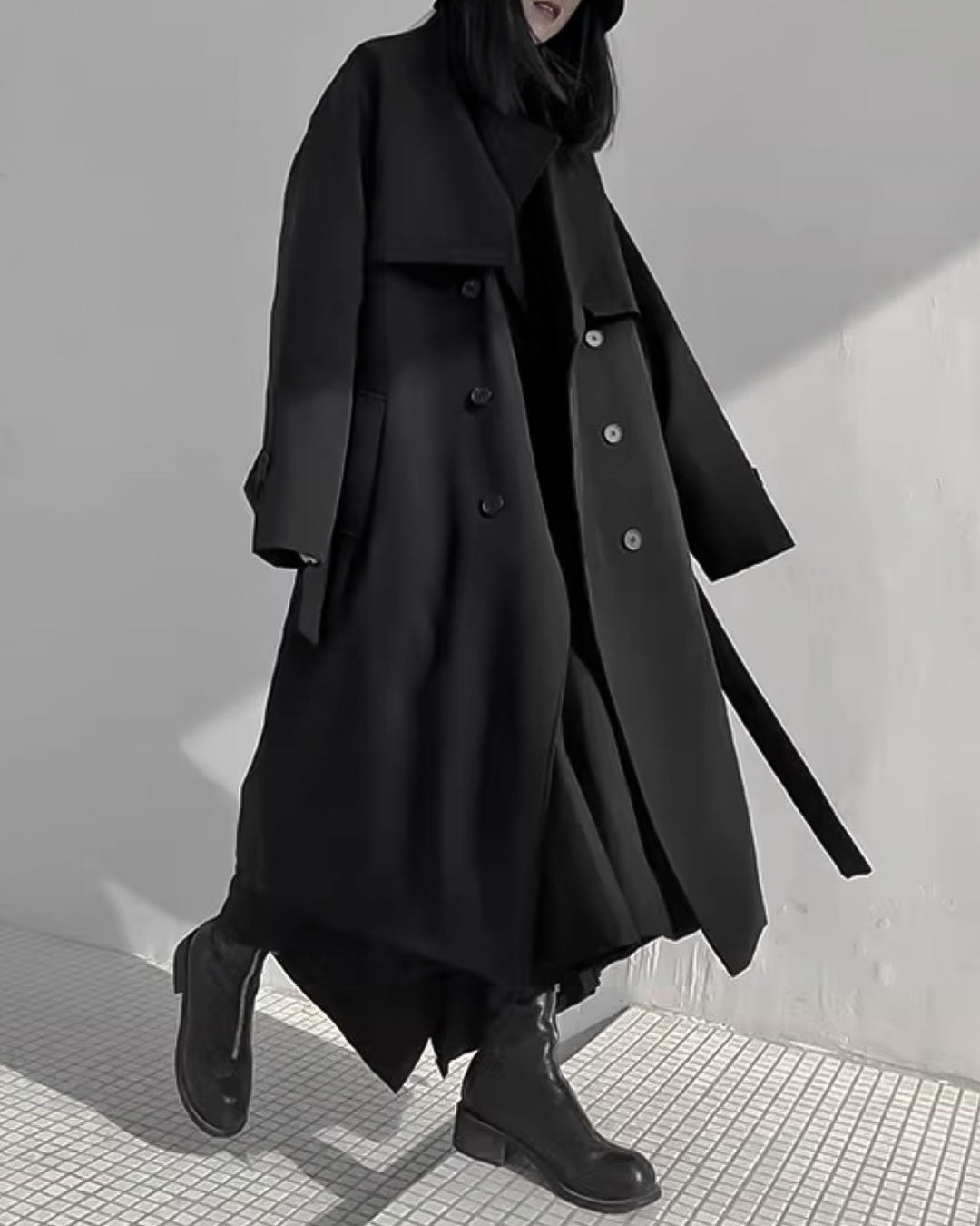 ♤♥DOUBLE PATCH TRENCH COAT – Black Gravity