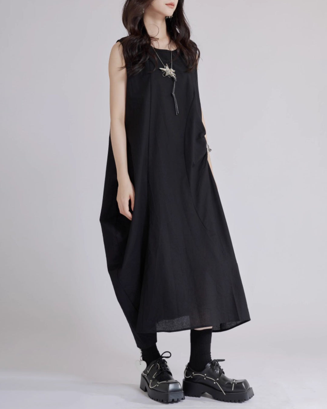 ♥ASYMMETRIC GATHERED SLEEVELESS DRESS