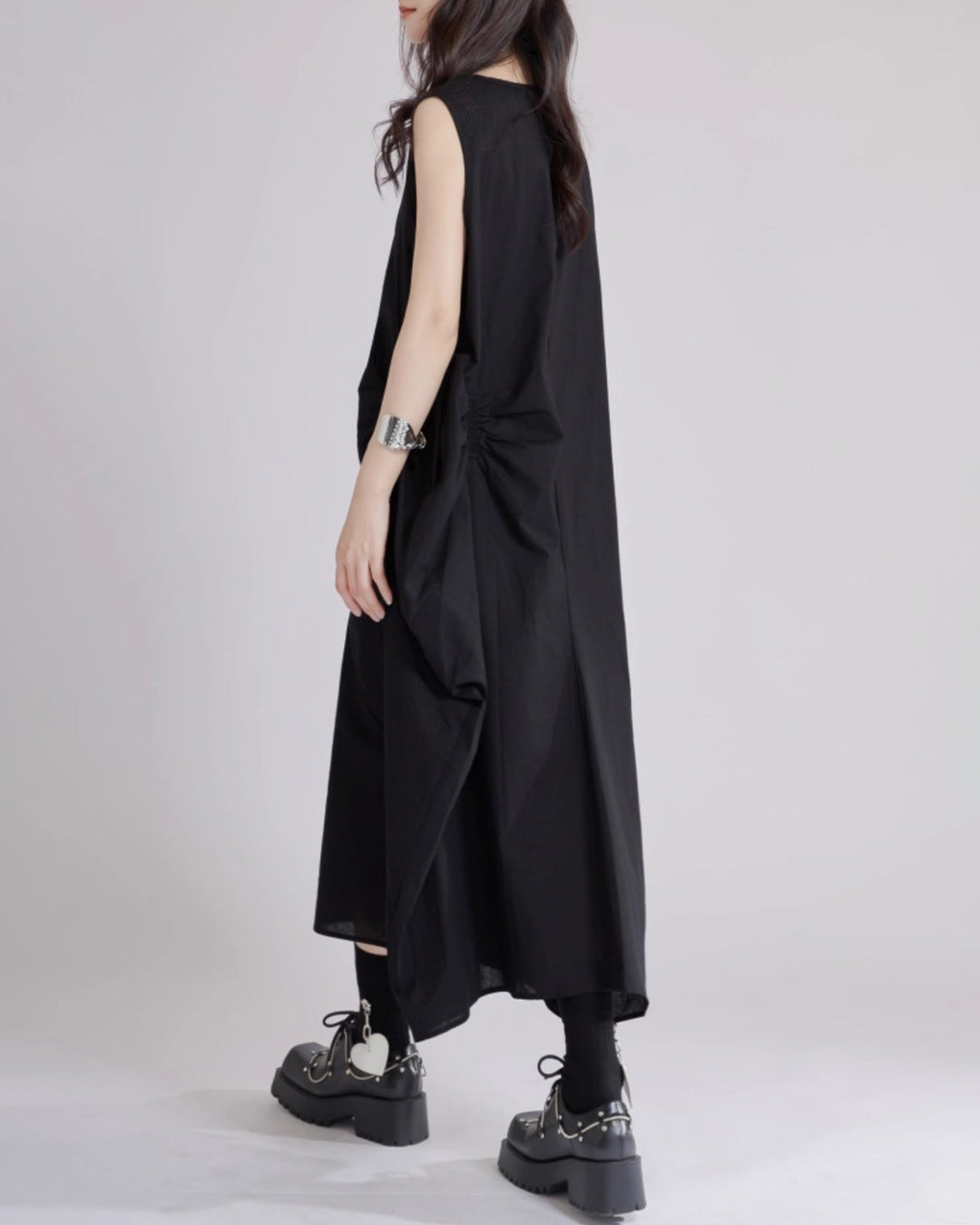 ♥ASYMMETRIC GATHERED SLEEVELESS DRESS