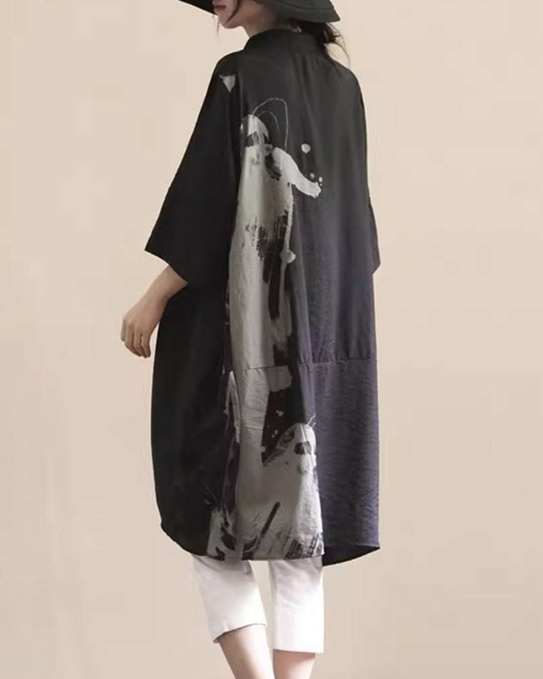 ♥INK-BRUSH HALF SLEEVE LONG SHIRT