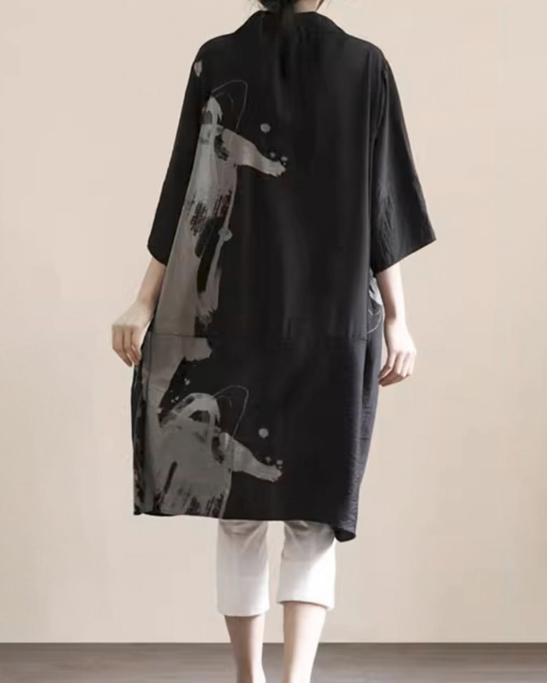 ♥INK-BRUSH HALF SLEEVE LONG SHIRT