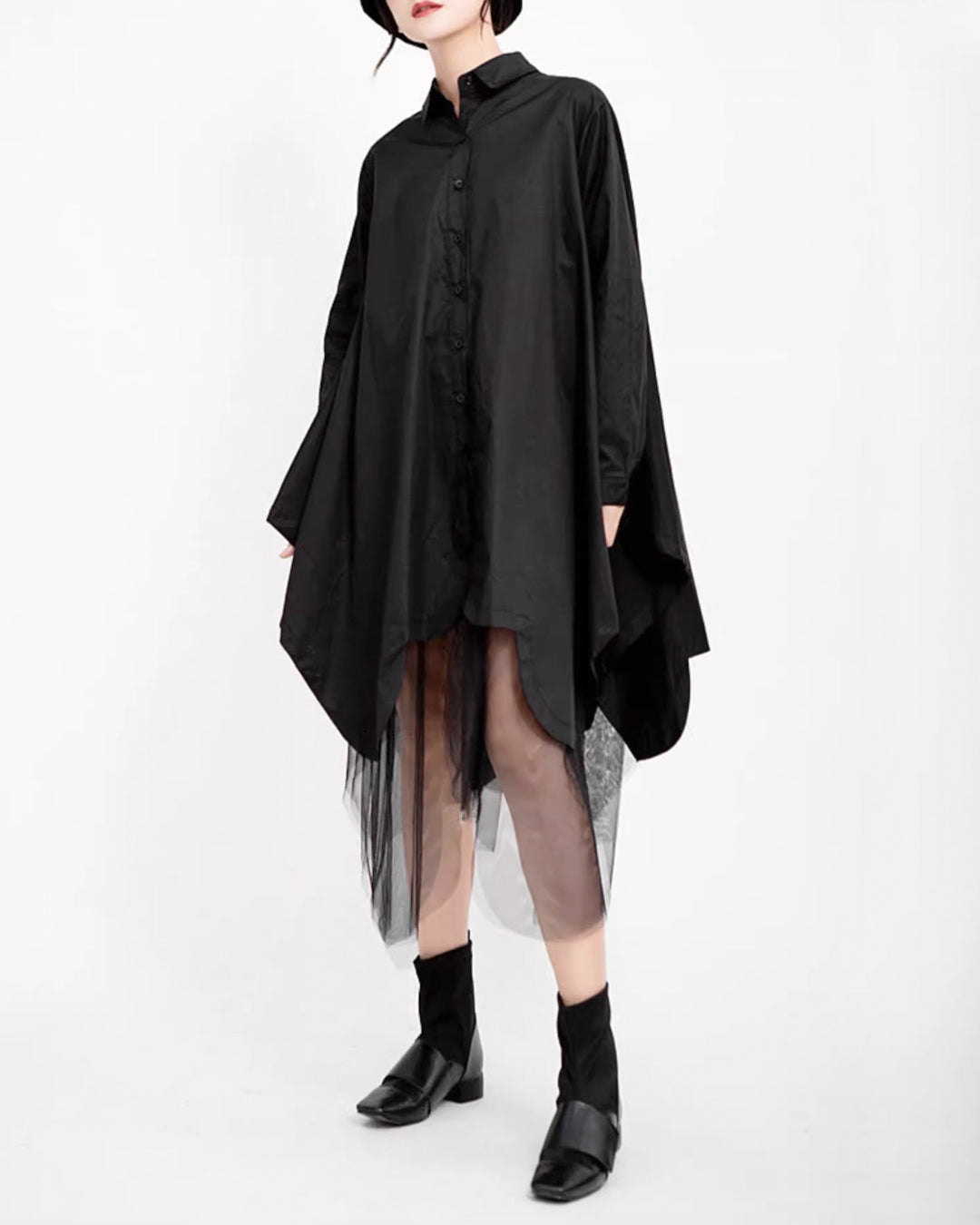 ♥SHEER LAYER FLARE SHIRT