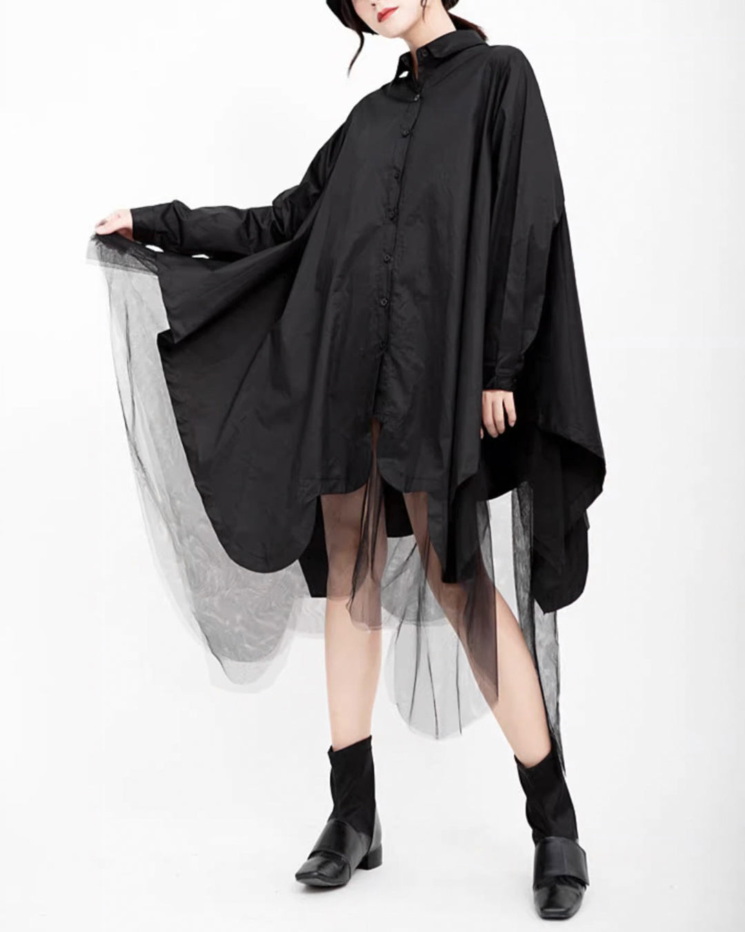 ♥SHEER LAYER FLARE SHIRT