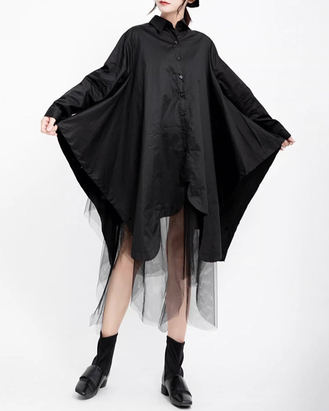 ♥SHEER LAYER FLARE SHIRT