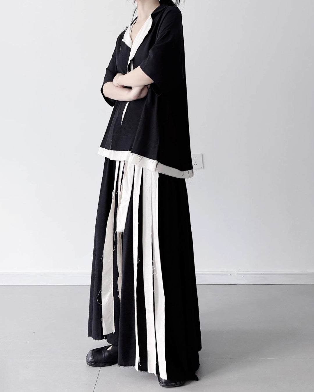 ♥RAW EDGE PANEL SHIRT