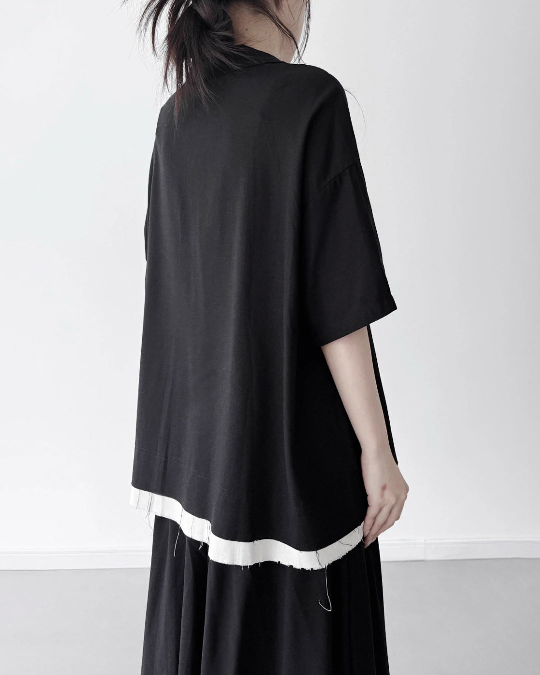 ♥RAW EDGE PANEL SHIRT