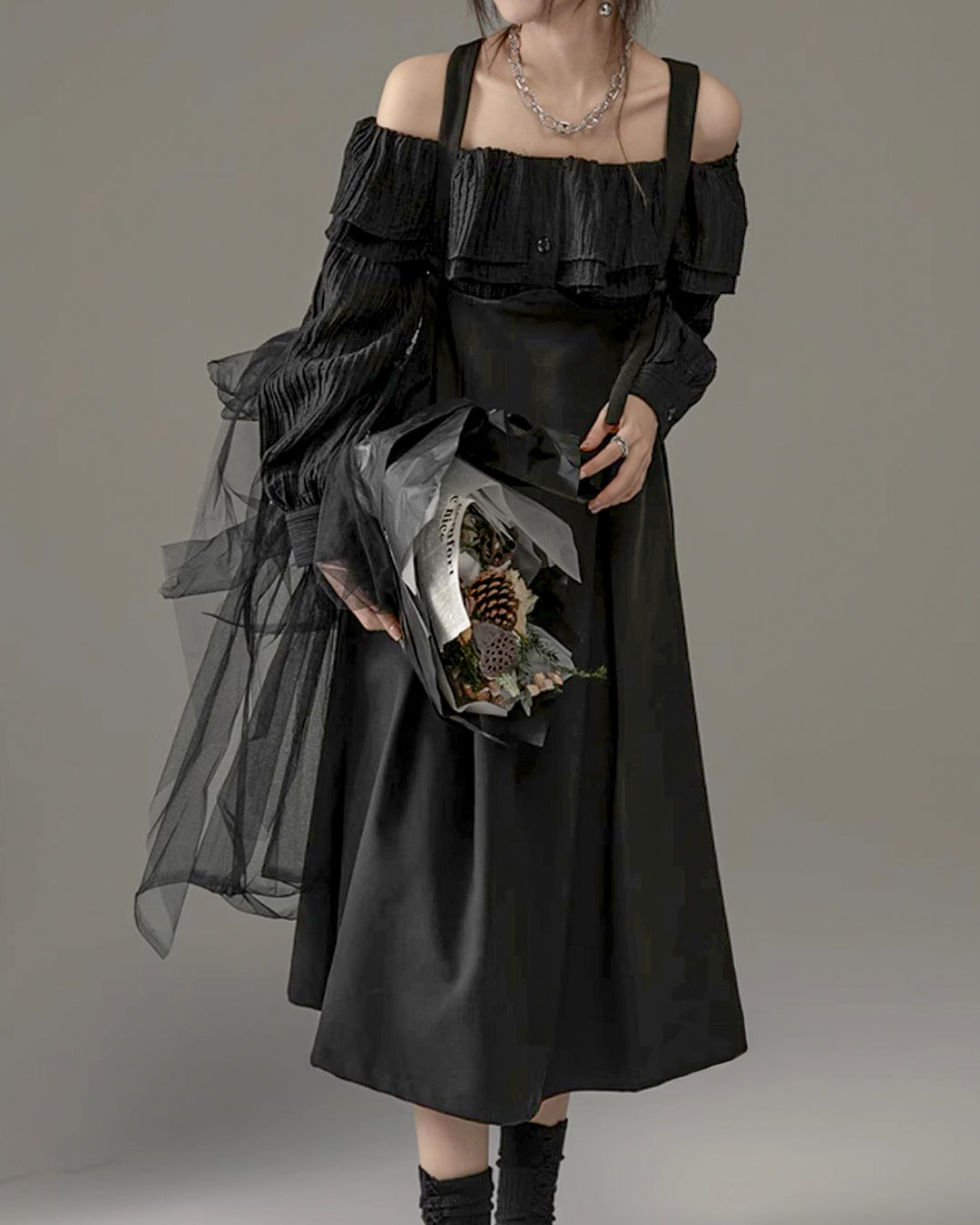 ♥SUSPENDER HIGH-WAIST FLARE SKIRT