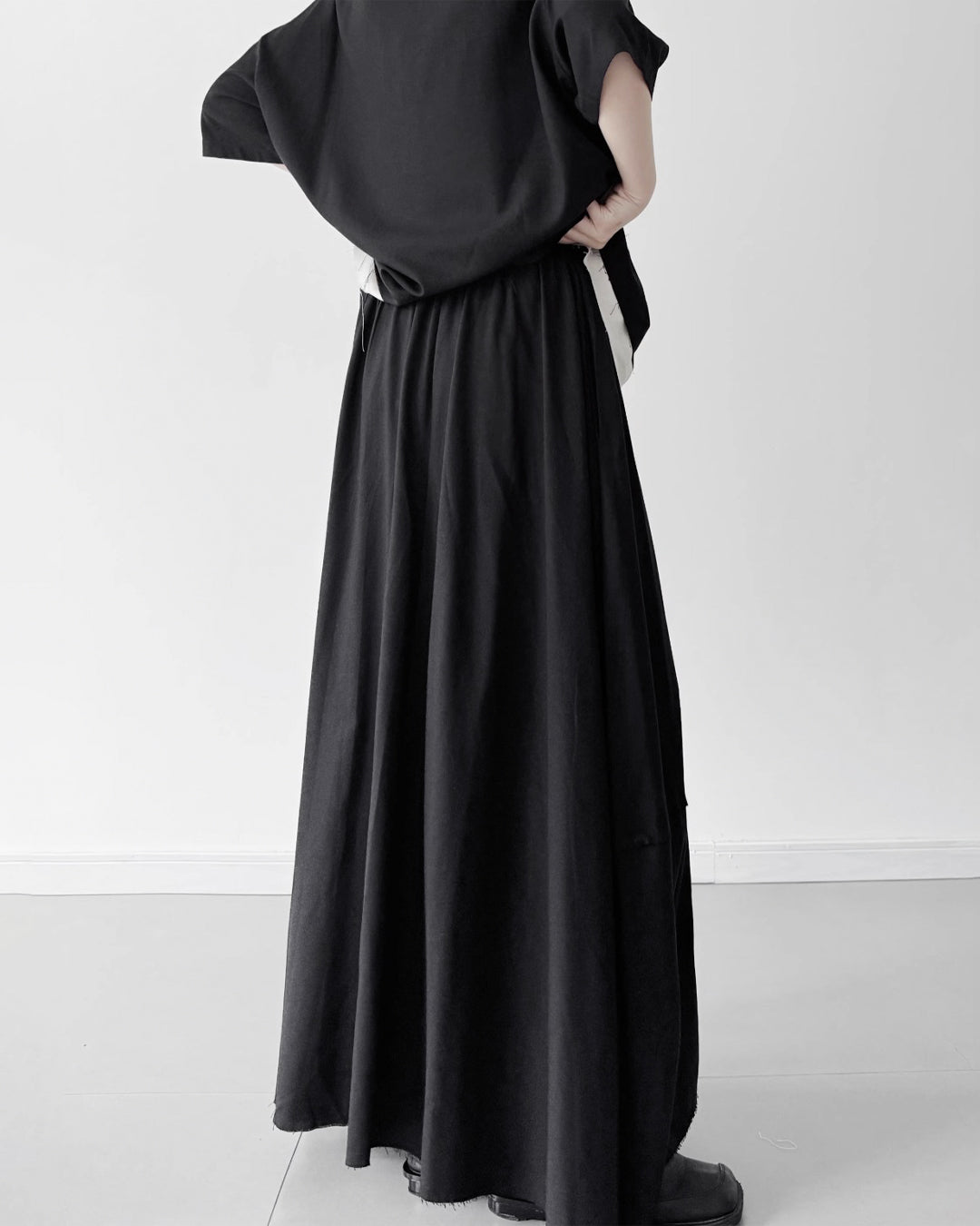 ♥RAW EDGE STRIP SKIRT