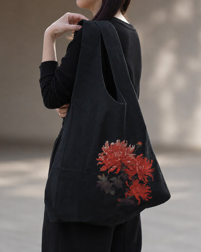 ♠♥RED CHRYSANTHEMUM MARCHE BAG