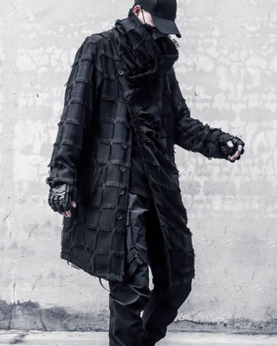 ♠STRIPE LATTICE FRINGE COAT