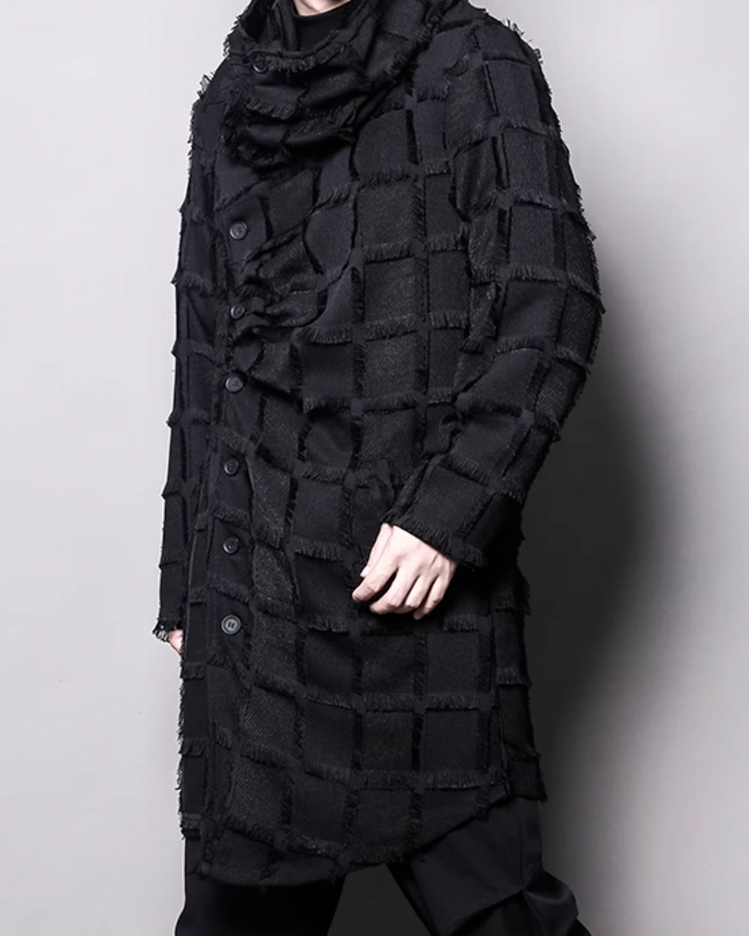 ♠STRIPE LATTICE FRINGE COAT