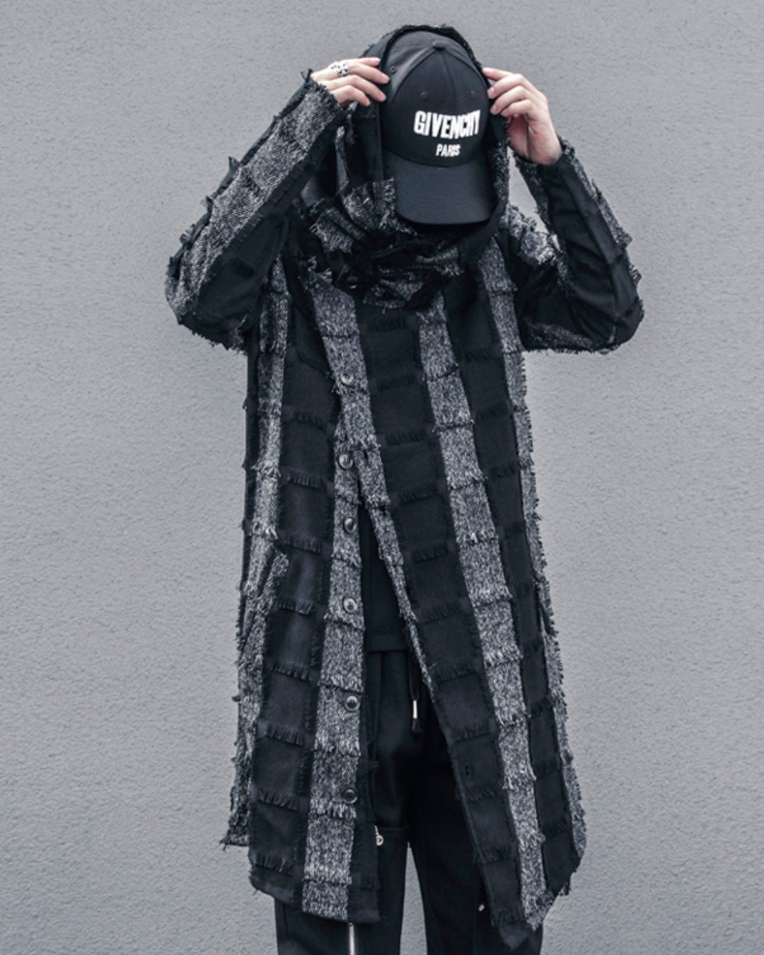 ♠STRIPE LATTICE FRINGE COAT