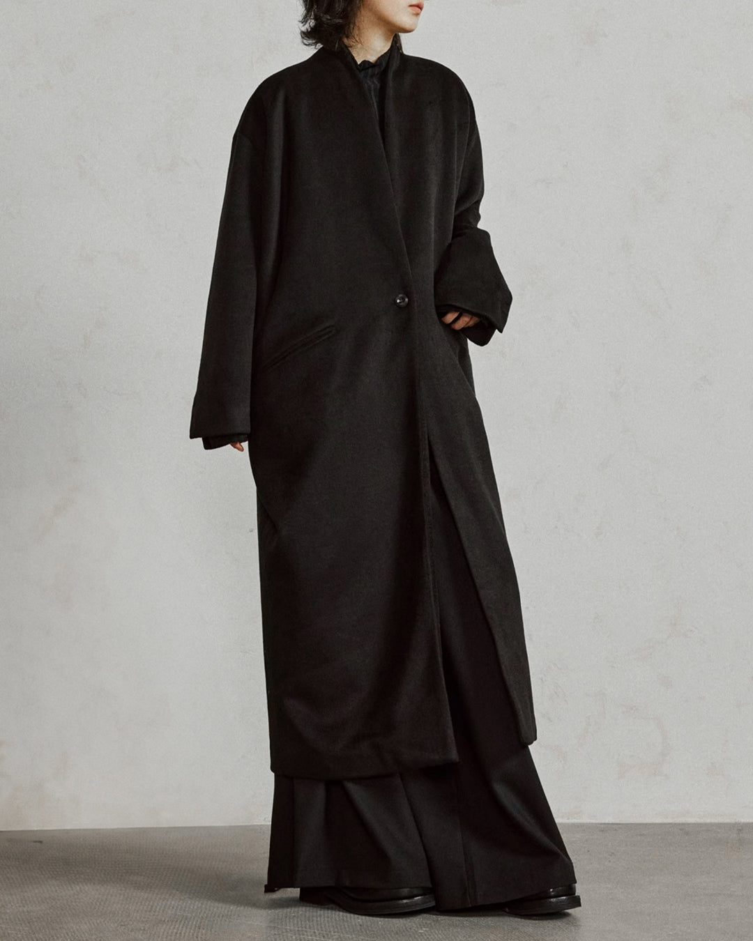 ♠WOOL COLLARLESS COAT