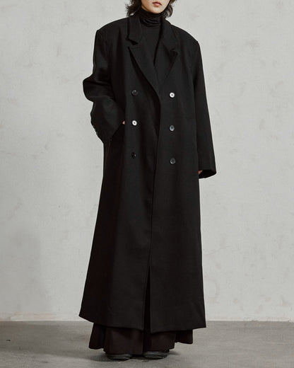 ♠WIDE SHOULDER DOUBLE LONG COAT