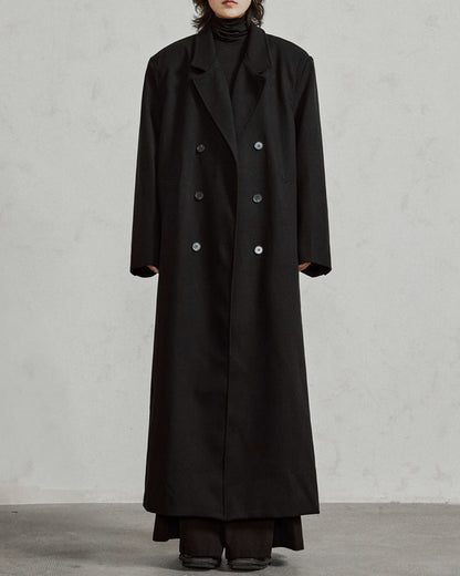 ♠WIDE SHOULDER DOUBLE LONG COAT