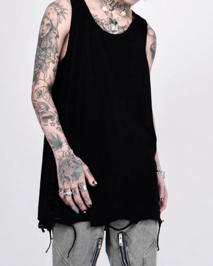 ♠DAMAGED HEM BIG SLEEVELESS