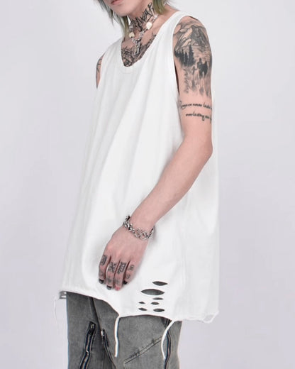 ♠DAMAGED HEM BIG SLEEVELESS