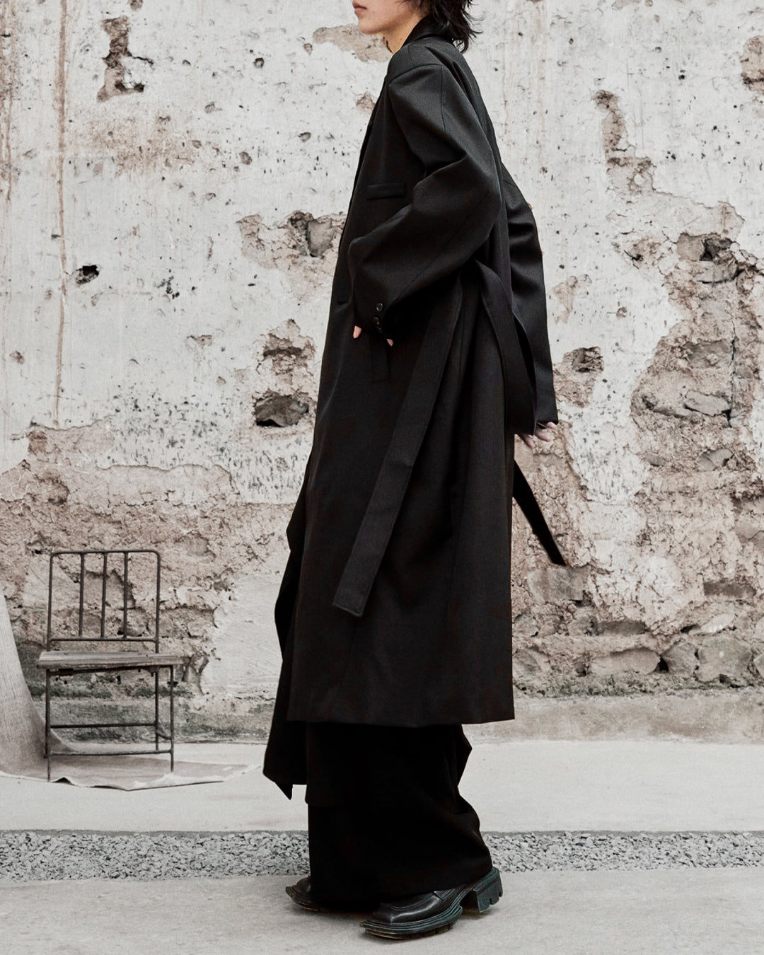 ♠BELTED OVERSIZED LONG JACKET