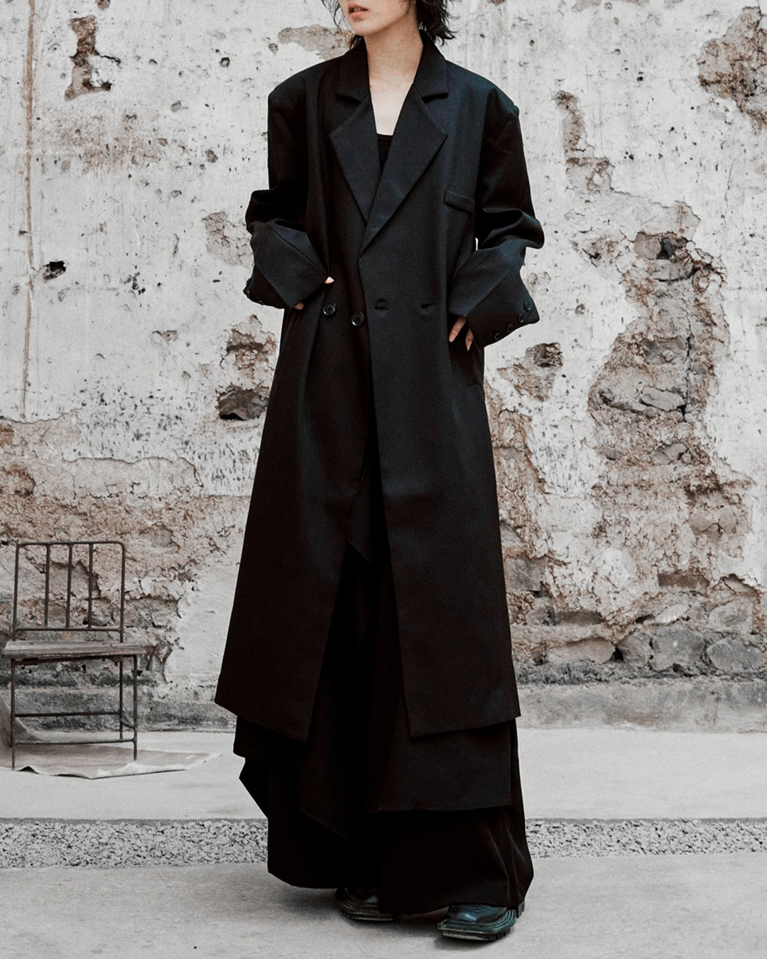 ♠BELTED OVERSIZED LONG JACKET