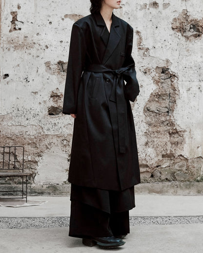 ♠BELTED OVERSIZED LONG JACKET