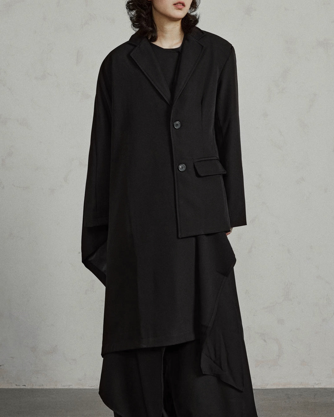 ♠ASYMMETRY MID-LENGTH CLOAK JACKET