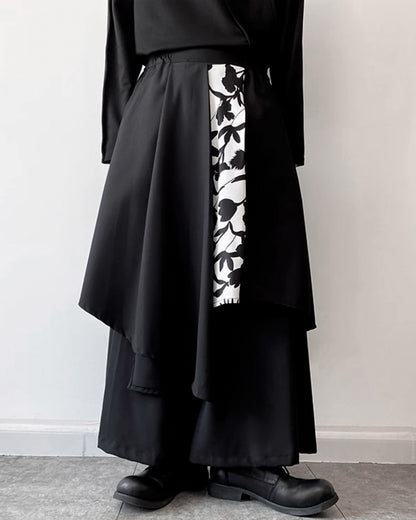 ♠FLOWER SILHOUETTE DESIGN WIDE PANTS