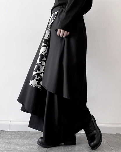 ♠FLOWER SILHOUETTE DESIGN WIDE PANTS