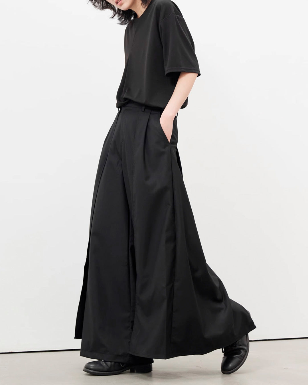 ♤DOUBLE LAYERED WIDE PANTS – Black Gravity