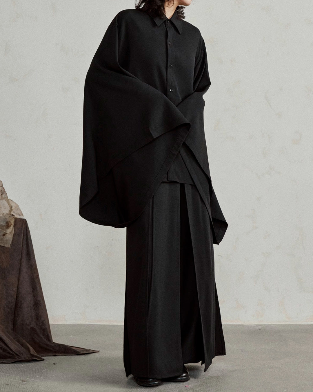 ♠WIDE SLEEVE DRAPED SHIRT
