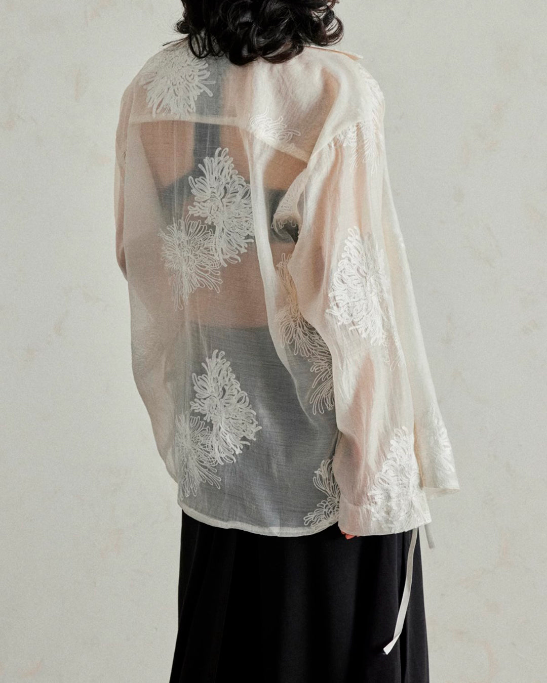 ♠LACE UP SHEER SHIRT