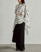 ♠PRINTED WIDE SLEEVE DRAPED SHIRT