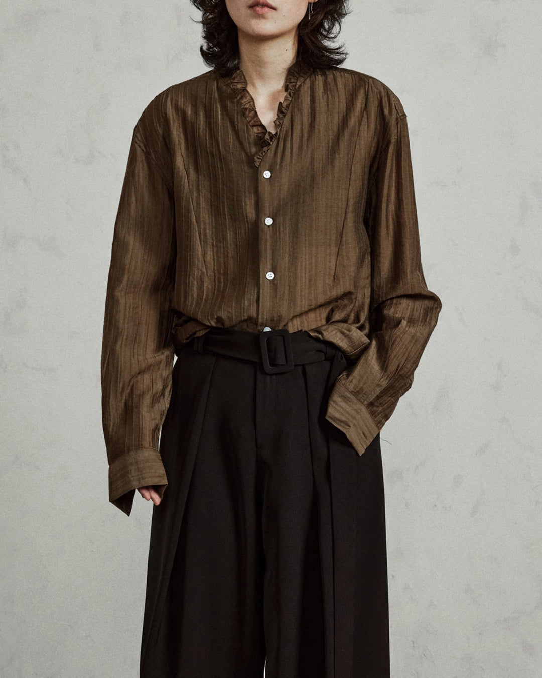 ♠SHEER STRIPE FRILL SHIRT