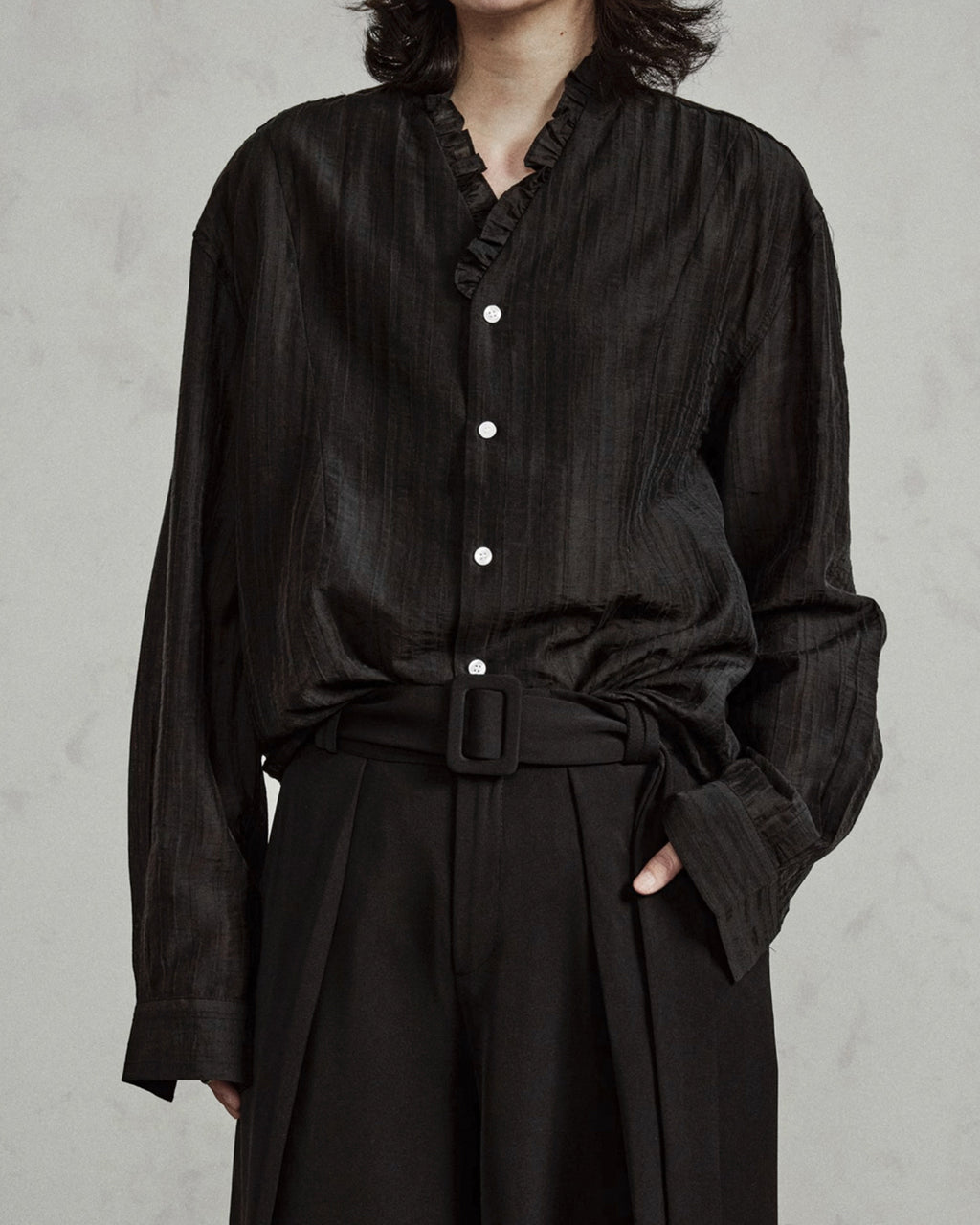 ♠SHEER STRIPE FRILL SHIRT