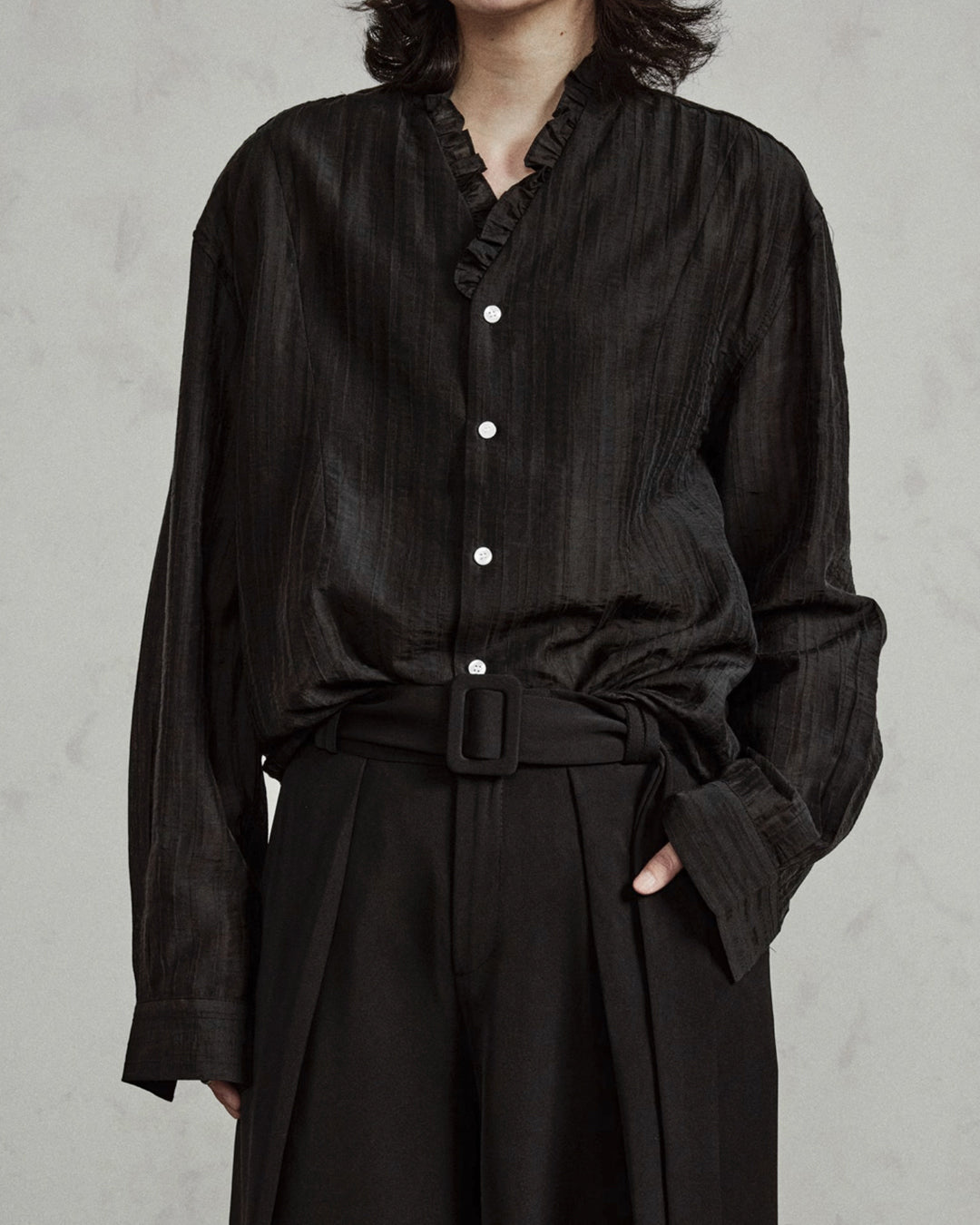 ♠SHEER STRIPE FRILL SHIRT