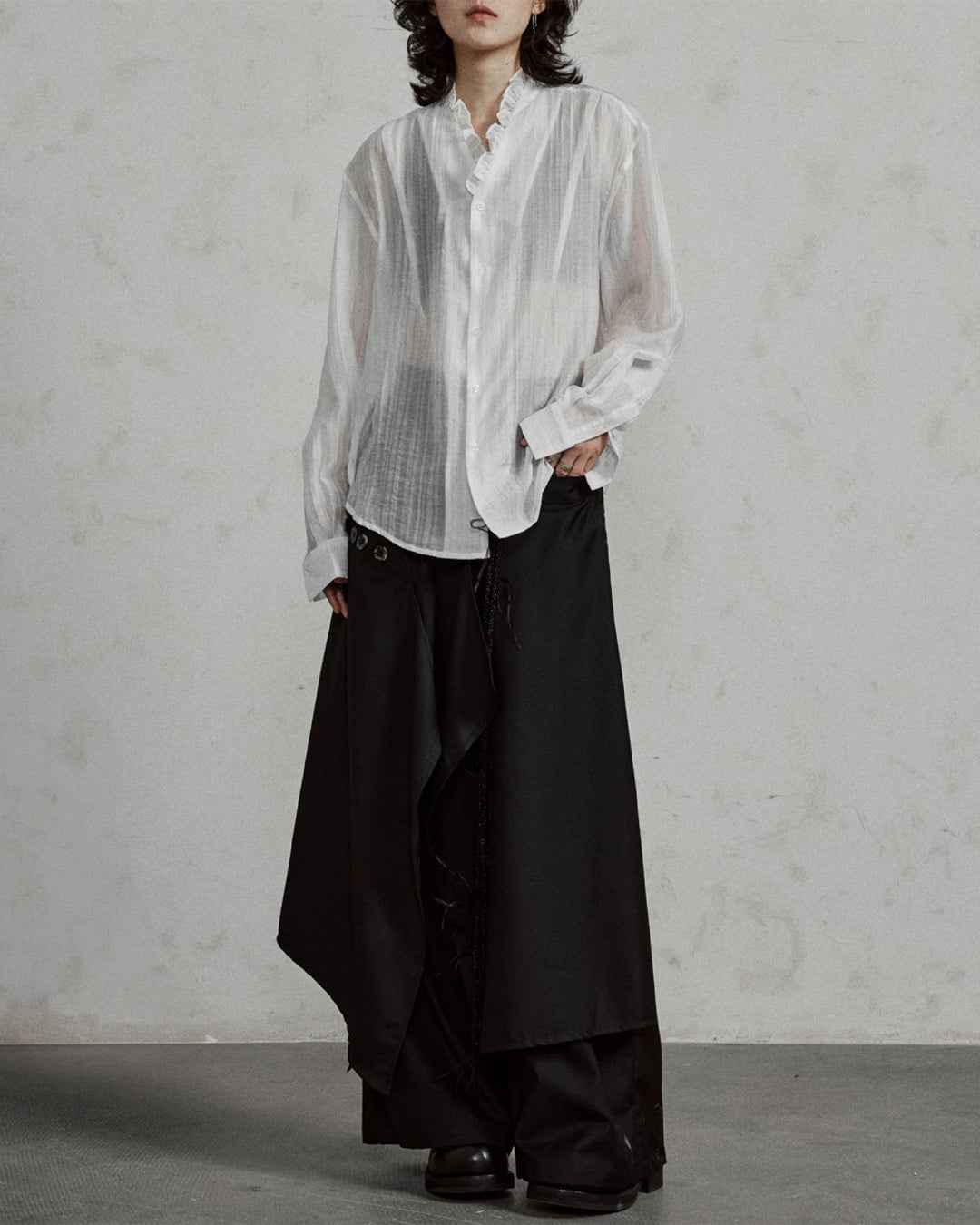 ♠SHEER STRIPE FRILL SHIRT