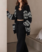 ♠♥NORDIC PATTERN BLACK FLEECE SETUP