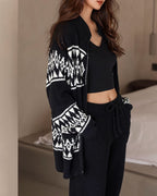 ♠♥NORDIC PATTERN BLACK FLEECE SETUP