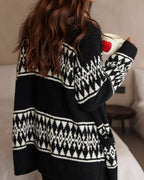 ♠♥NORDIC PATTERN BLACK FLEECE SETUP