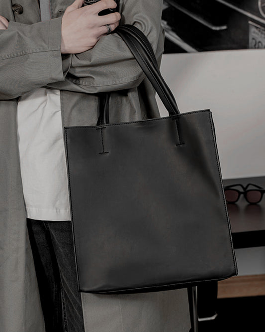 ♠♥FAKE LEATHER BOX TOTE BAG