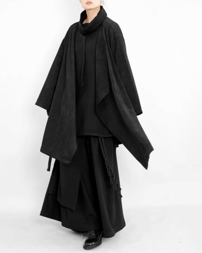 ♠♥DOUBLE FRONT BUTTON DRAPE COAT