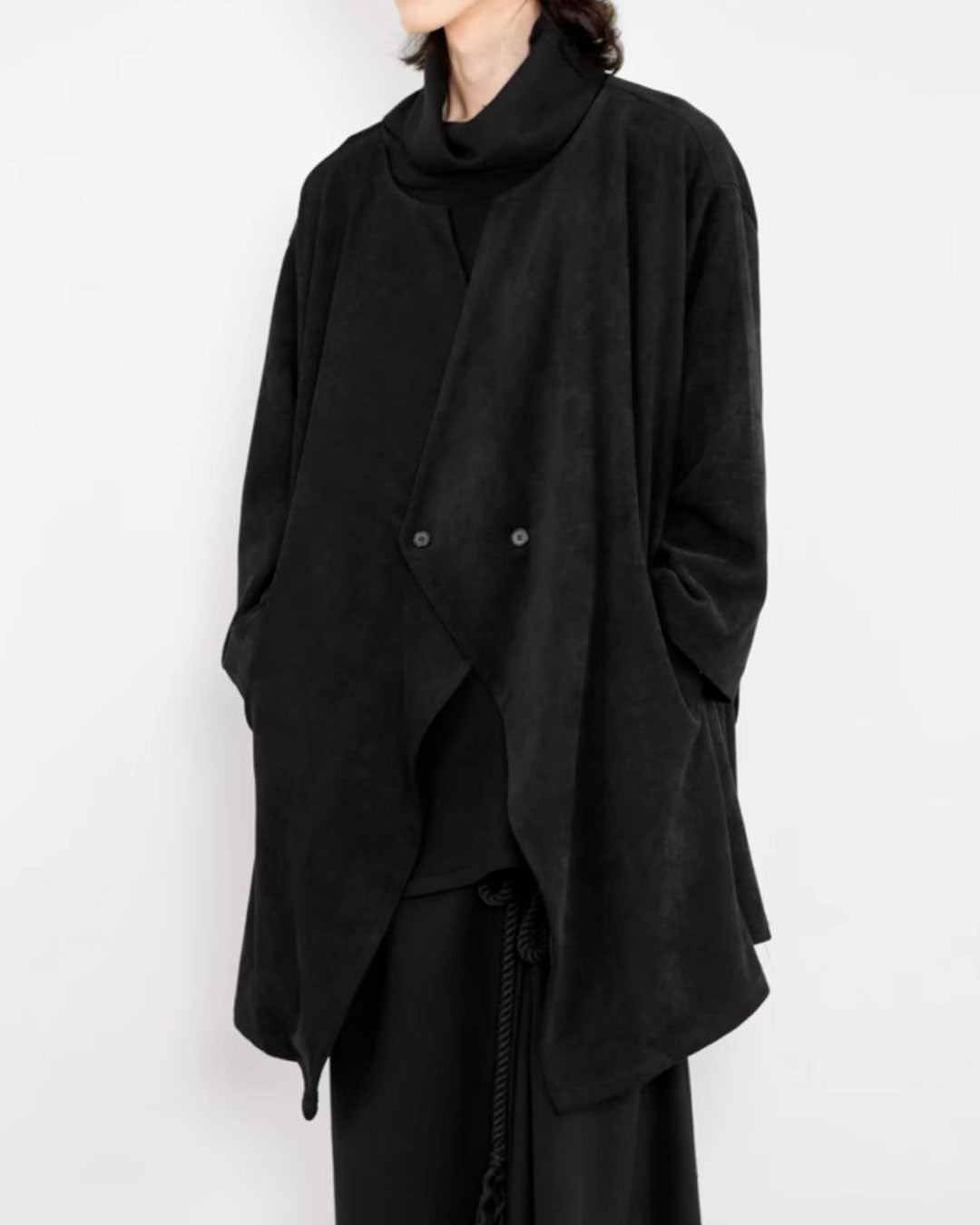 ♠♥DOUBLE FRONT BUTTON DRAPE COAT