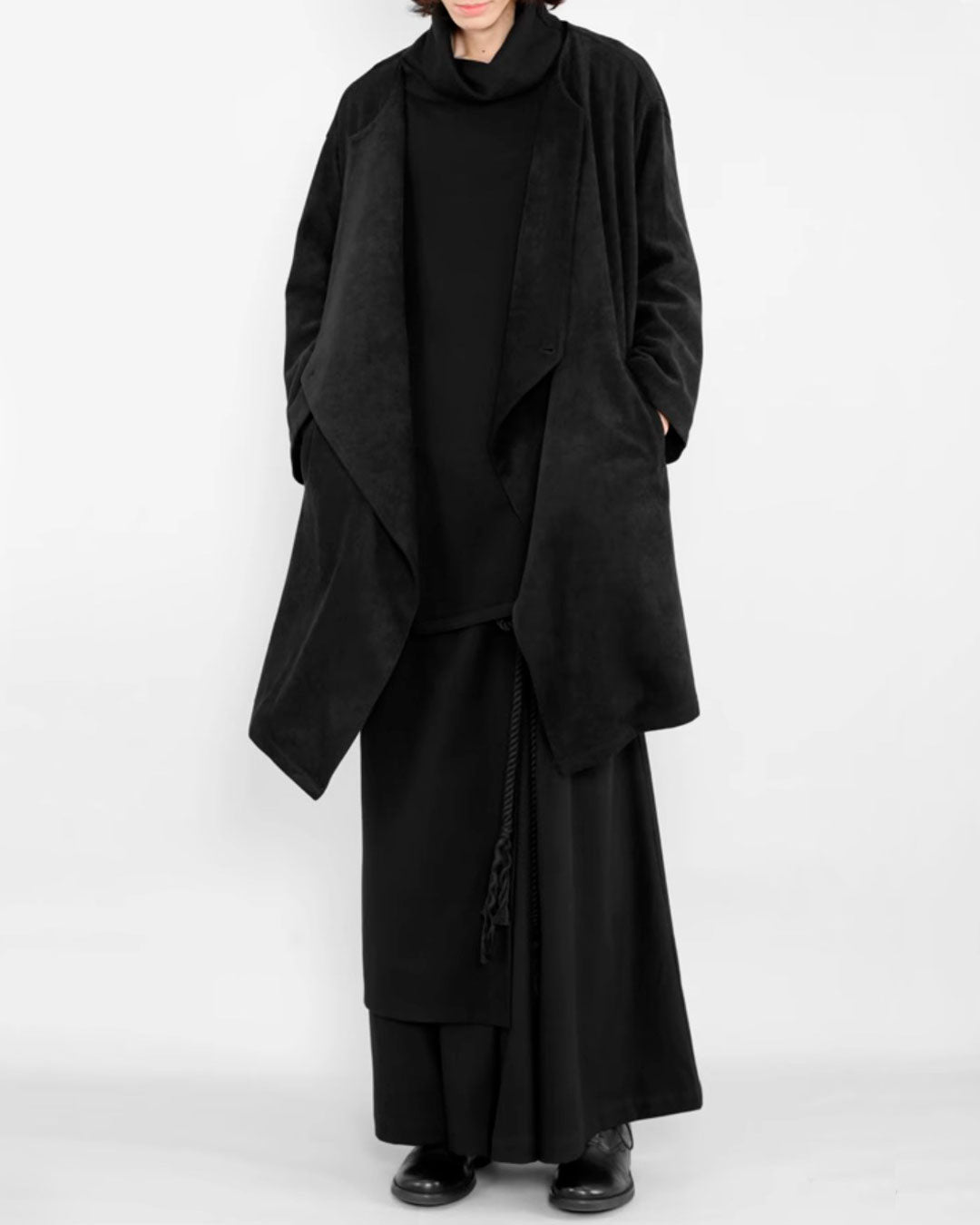 ♠♥DOUBLE FRONT BUTTON DRAPE COAT