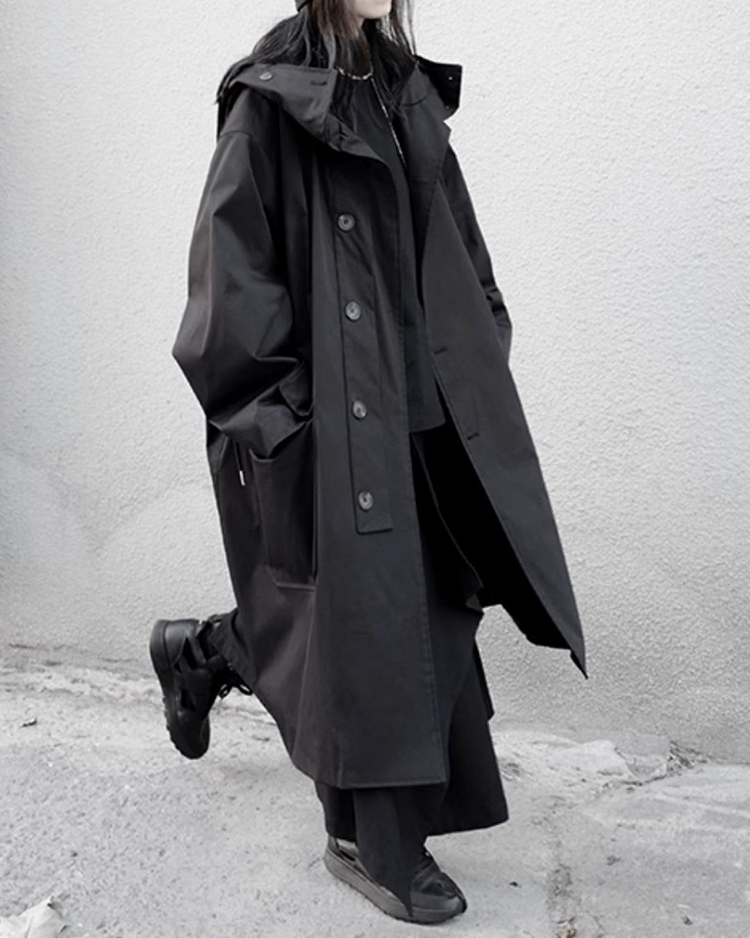 ♠♥BUTTON-UP HOODED COAT