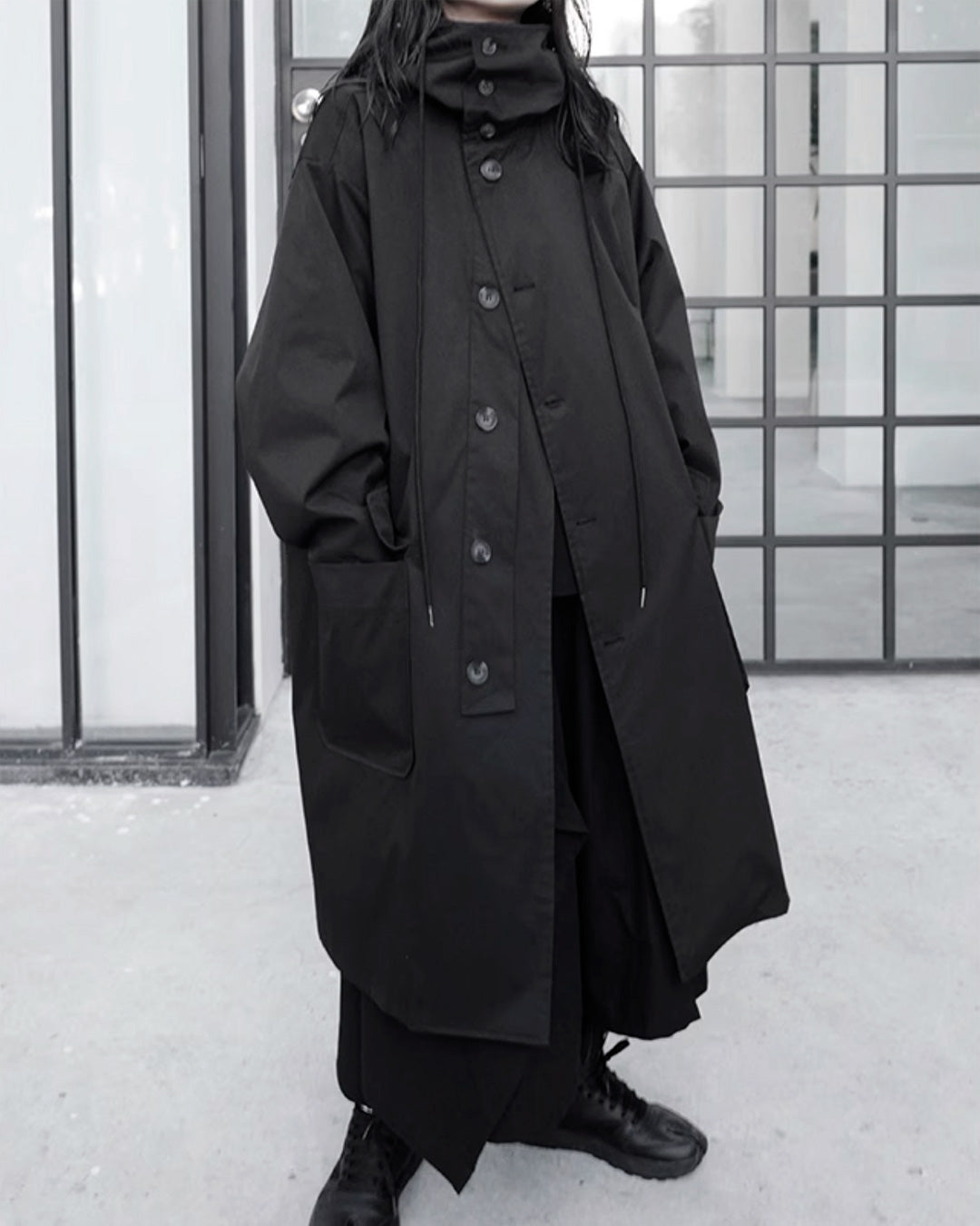 ♠♥BUTTON-UP HOODED COAT