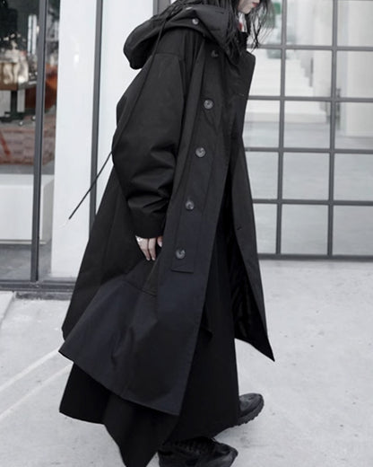 ♠♥BUTTON-UP HOODED COAT