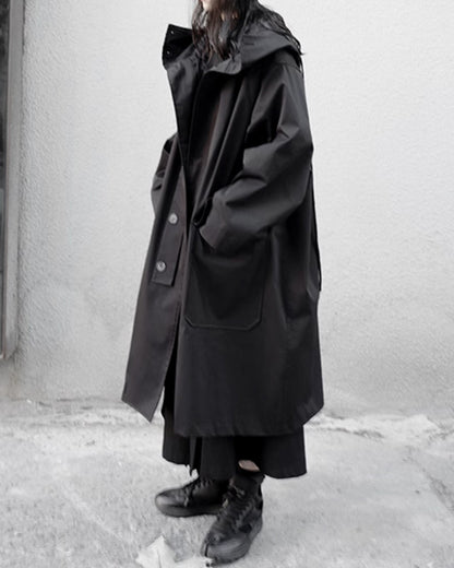 ♠♥BUTTON-UP HOODED COAT