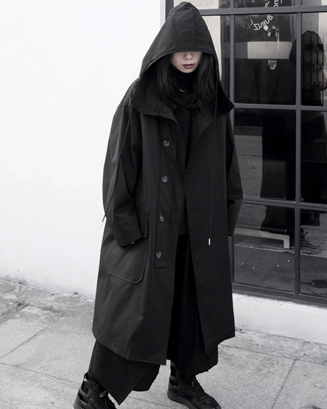 ♠♥BUTTON-UP HOODED COAT