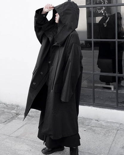 ♠♥BUTTON-UP HOODED COAT